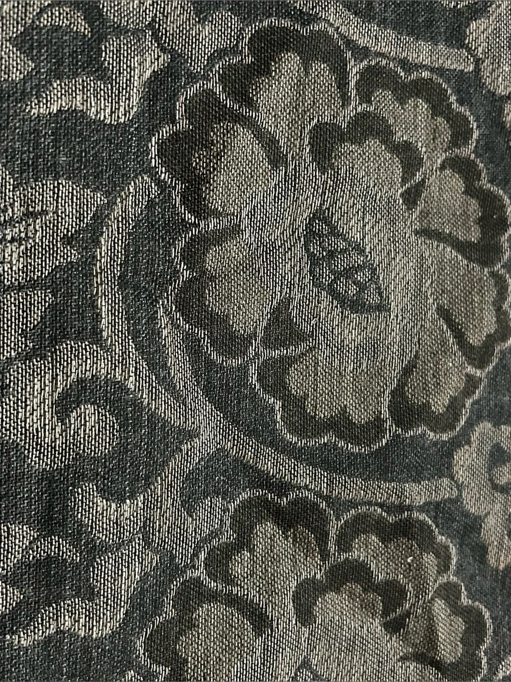 Unbranded 28”x78” 70% Wool, 30% Silk  Shawl/Scarf-Black/Gray/Brown Floral
